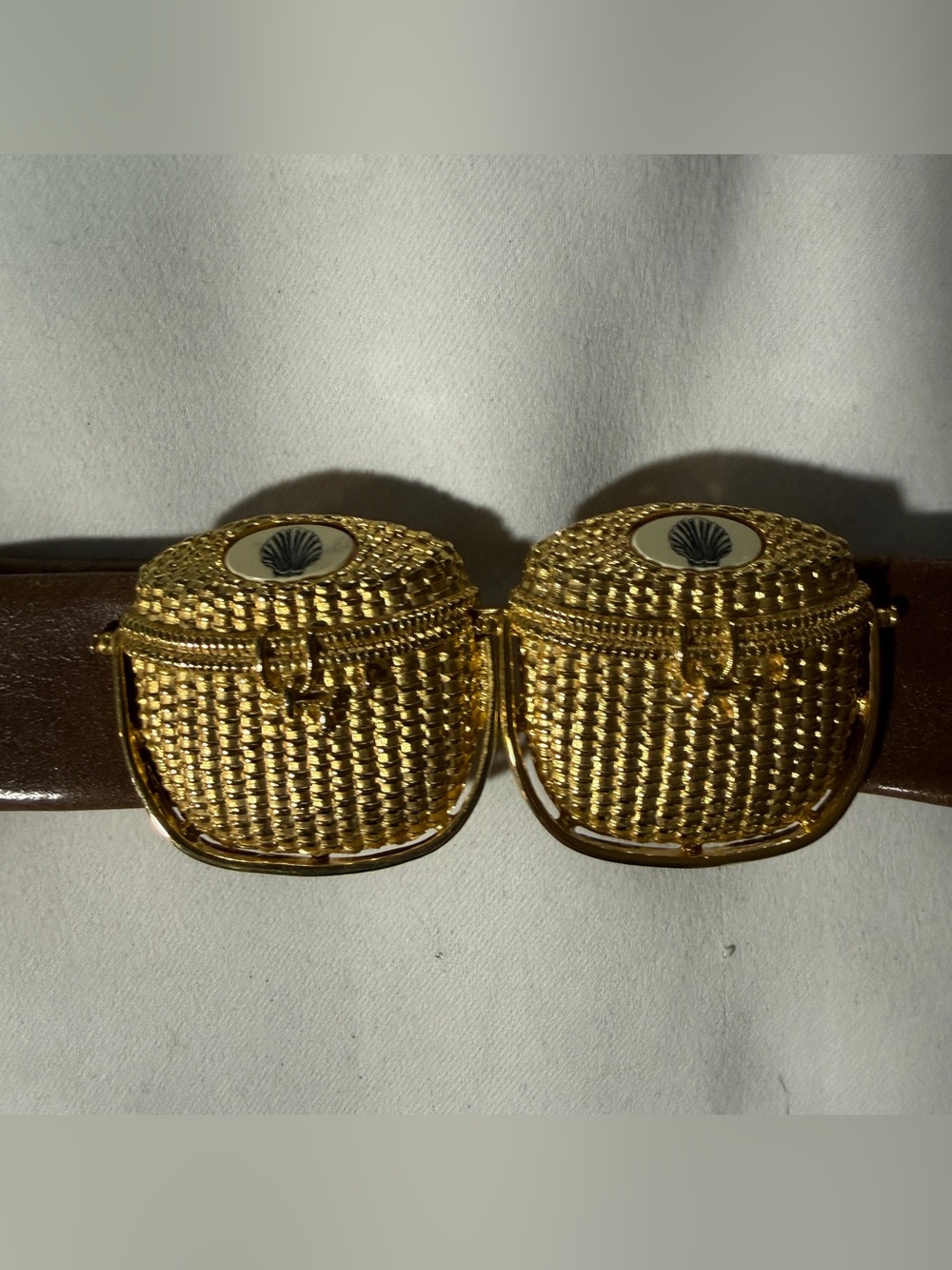 Vintage Douglas Paquette Nantucket Basket Gold-Tone Belt Buckle